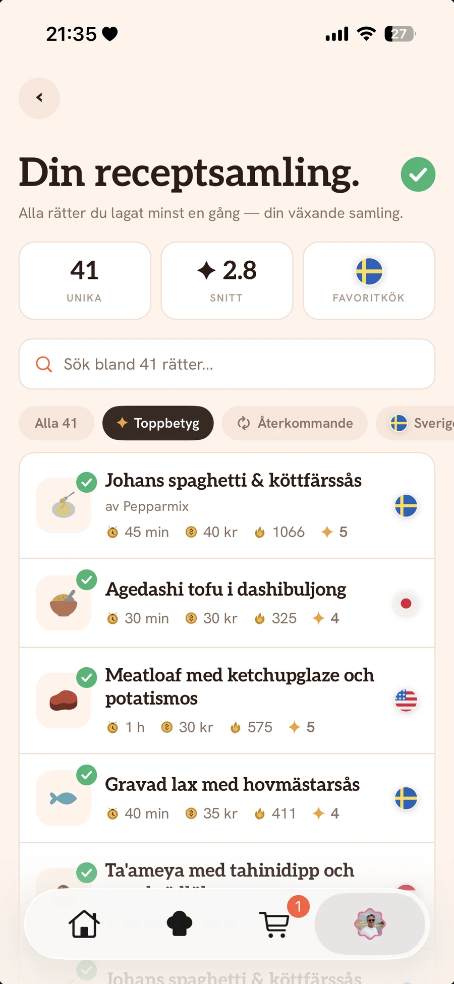 Receptsamlingen i SousChef