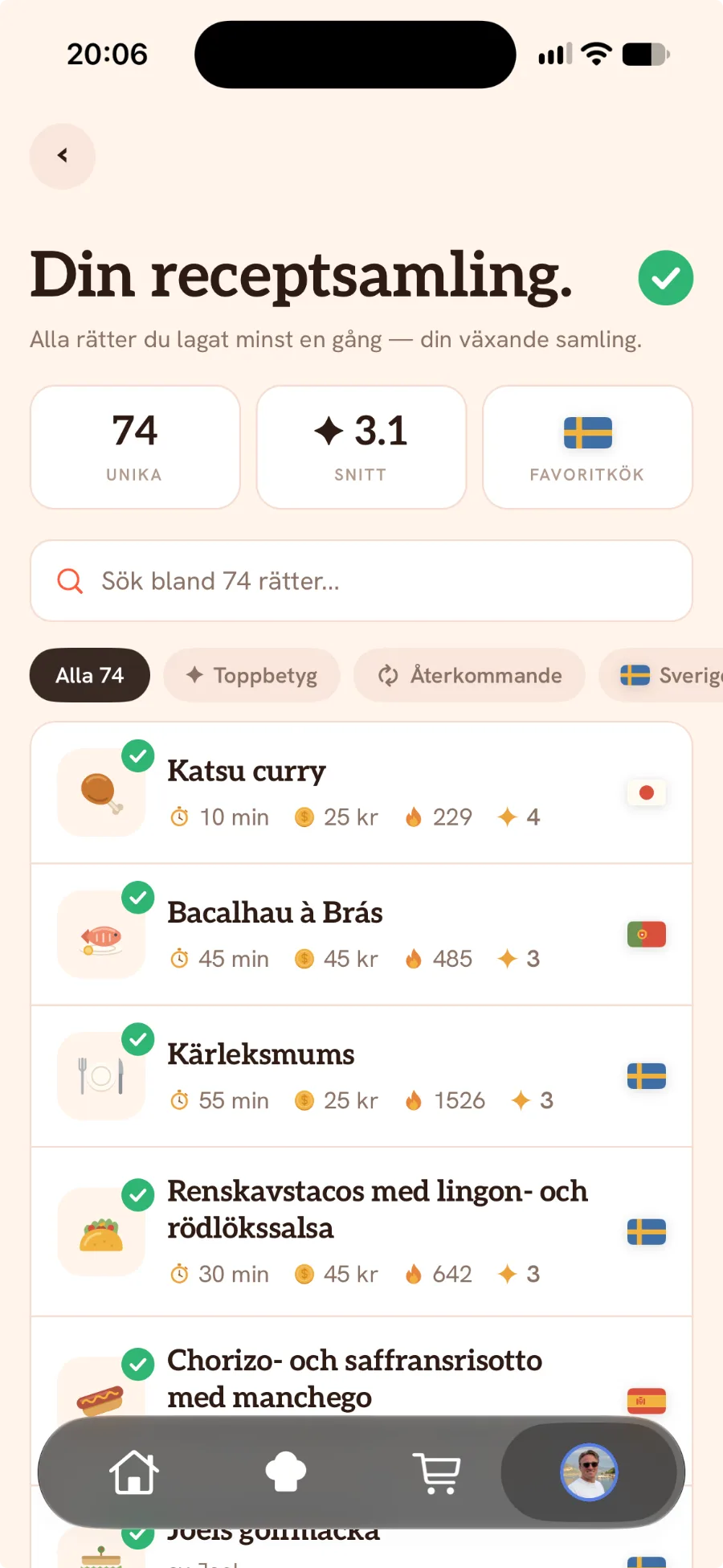 Receptsamlingen i SousChef